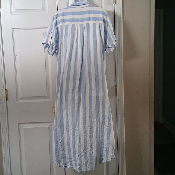 Ann Taylor weekend Linen Blend midi pocket dress Oversized Sz 14 EUC - Picture 4 of 8